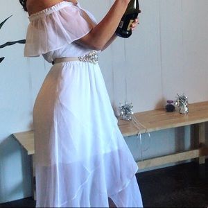 Flowy white Express off shoulder dress; Worn once
